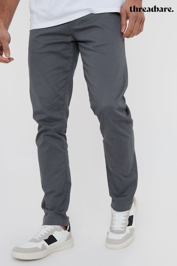 Threadbare Grey Cotton Slim Fit Chino Bloomers Trousers With Stretch (N71628) | £24