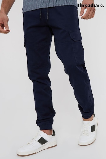 Threadbare Blue Cotton Jogger Style Cargo Trousers With Stretch (N71630) | £32