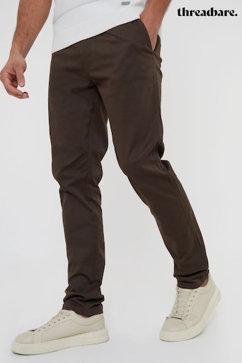 Threadbare Chocolate Cotton Slim Fit Chino Trousers With Stretch (N71633) | £24