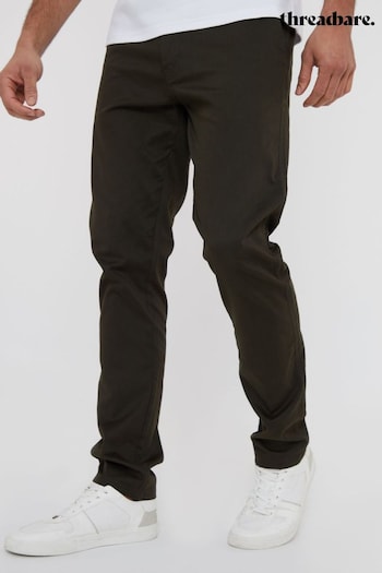 Threadbare Khaki Cotton Slim Fit Chino Trousers With Stretch (N71637) | £24