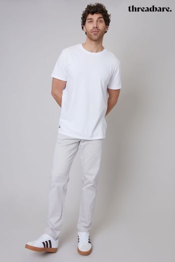 Threadbare White Cotton Regular Fit Chino Trousers with Stretch (N71640) | £24