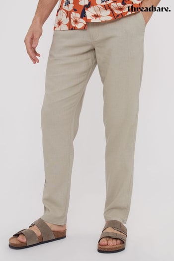 Threadbare Brown Linen Blend Trousers (N71653) | £30
