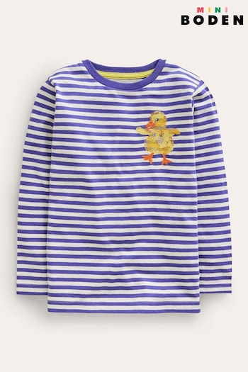 Boden Blue Long Sleeve Stitch T-shirt (N71659) | £19 - £21