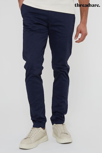 Threadbare Navy Cotton Slim Fit Chino Trousers With Stretch (N71668) | £24