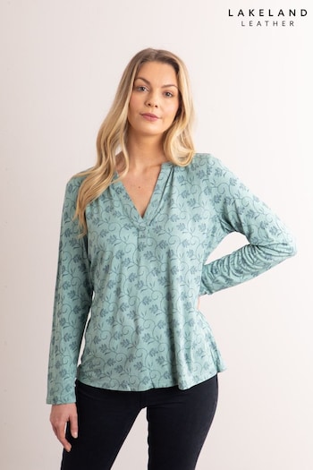 Lakeland Leather Green Lilli Floral Print Jersey Top (N71674) | £30