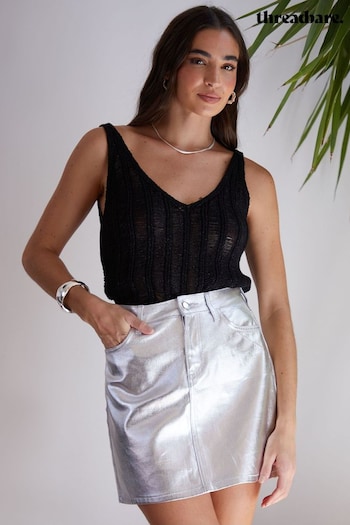Threadbare Silver Denim Mini Skirt (N71676) | £30