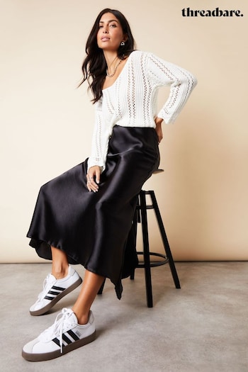 Threadbare Black Satin Maxi Slip Skirt (N71690) | £35