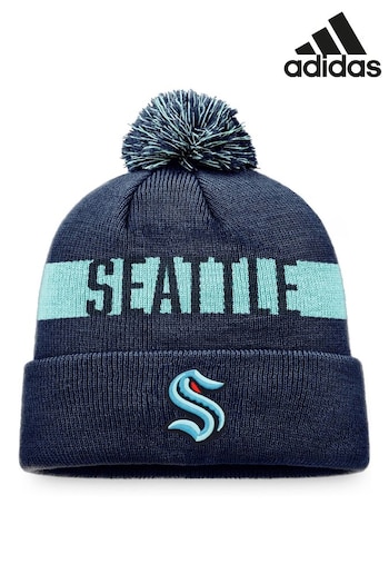 adidas Blue NHL Seattle Kraken Fundamental Bobble Hat (N71721) | £22