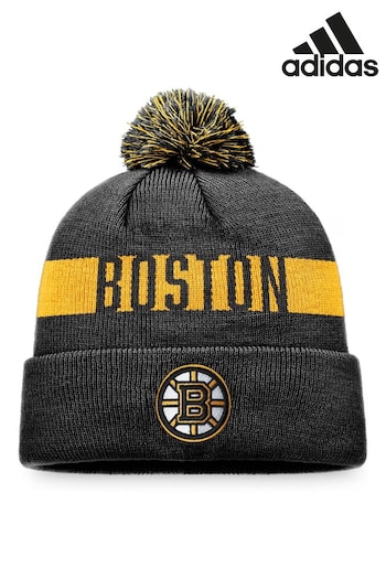 adidas Black NHL Boston Bruins Fundamental Beanie Cuff with Pom (N71798) | £22