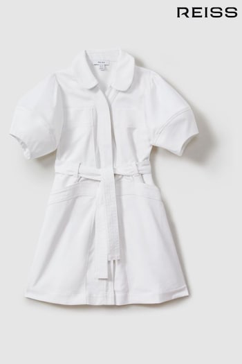 Reiss Ivory Ginny Teen Belted Puff Sleeve Dress (N71806) | £78