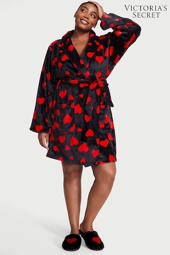 Victoria's Secret Black Lipstick Heart Cosy Short Dressing Gown (N71814) | £49