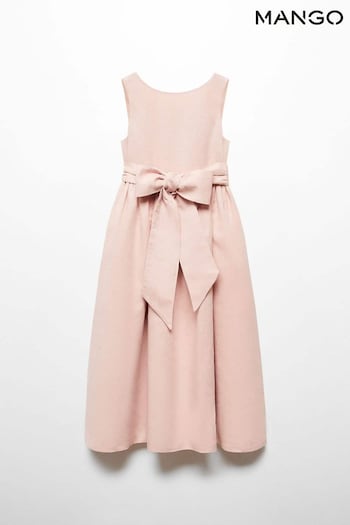 Mango Pink Bow Linen-Blend Dress (N71843) | £66