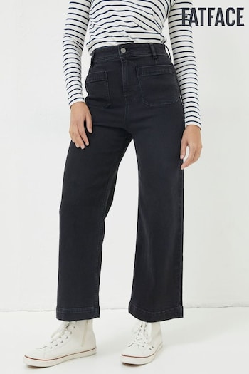 FatFace Black Keswick Wide Leg Crop Jeans (N71874) | £59