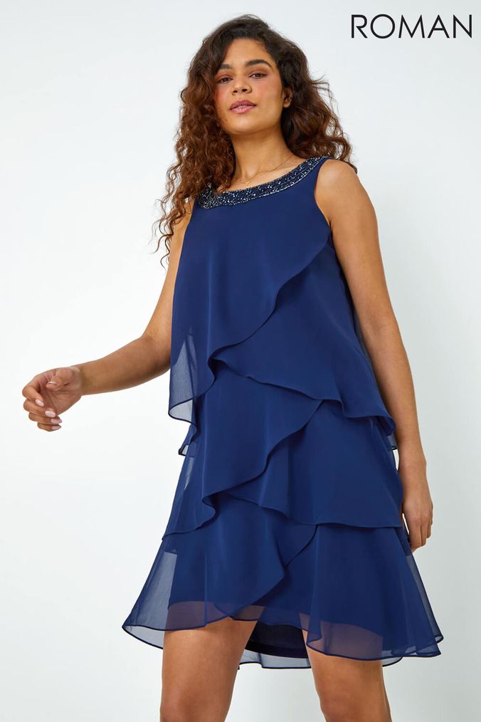 Buy Women s Blue Roman Embellished Dresses Online Next UK