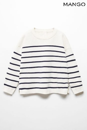 Mango Stripe Pattern White Sweater (N72052) | £15