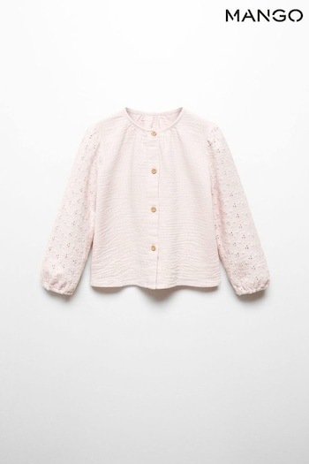 Mango Pink Embroidered Blouse (N72056) | £20