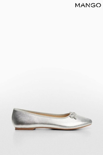 Mango Silver Bow Ballerinas (N72061) | £28