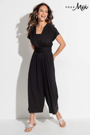 Pour Moi Black Multiway Jersey Beach Jumpsuit with LENZING™ ECOVERO™ Viscose (N72083) | £42