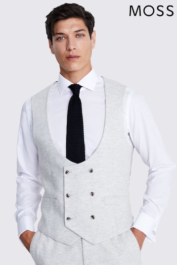 MOSS Grey Tailored Fit Light Grey Donegal Waistcoat (N72096) | £90