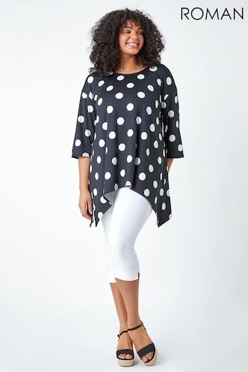 Roman Black Polka Dot Bar Back Stretch Top (N72201) | £35