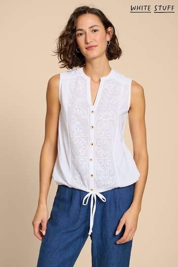 White Stuff Tulip Jersey Sleeveless White Shirt (N72339) | £35