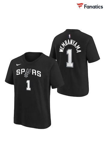 Fanatics NBA San Antonio Spurs Icon Name & Number Black T-Shirt - Victor Wembanyama (N72355) | £28