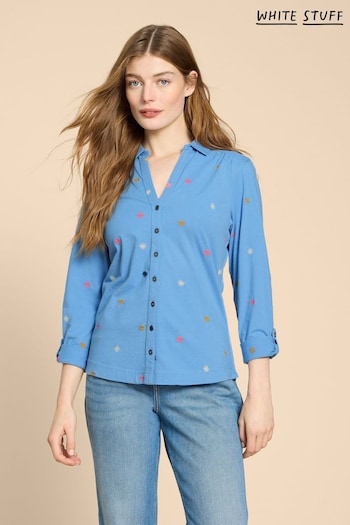 White Stuff Blue Annie Embroidered Jersey Shirt (N72366) | £49