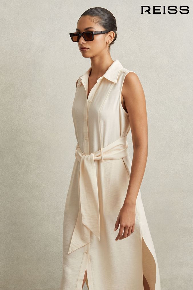 Long sleeveless 2025 shirt dress