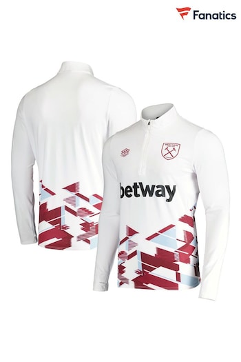 Fanatics West Ham United Umbro Away Warm Up Half Zip White Sweatshirt (N72517) | £80