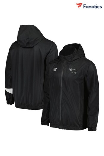 Fanatics Derby County Umbro Training Waterproof Black Jacket (N72523) | £90