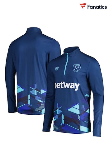 Fanatics Blue West Ham United Umbro Third Warm Up Half Zip Sweatshirt (N72538) | £80