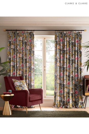 Clarke and Clarke Mineral Passiflora Eyelet Curtain (N72558) | £100 - £220