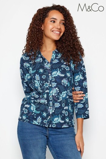 M&Co Blue Cotton Collared Shirt (N72598) | £22