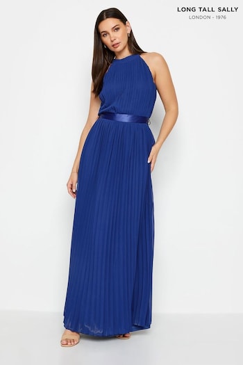 Long Tall Sally Blue Tall Halterneck Pleated Maxi Dress (N72609) | £75