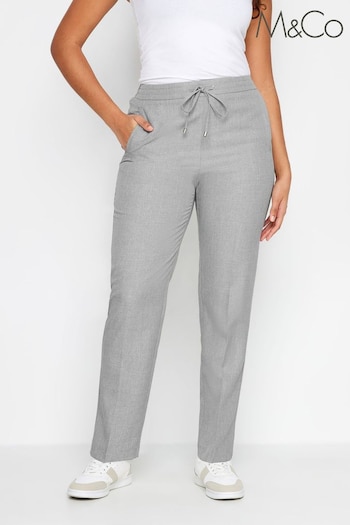 M&Co Grey Petite Relaxed Tapered Trousers (N72613) | £34