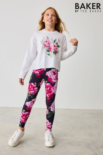 Baker by Ted Baker Navy 100% Cotton Floral Graphic T-Shirt And Legging Set (N72640) | £36 - £41