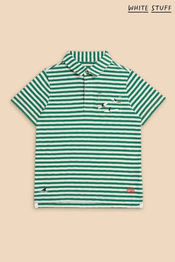 White Stuff Green Surfers Stripe Polo Shirt (N72645) | £14