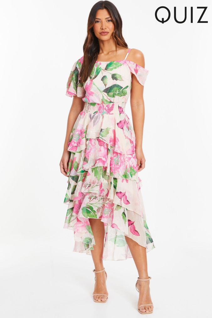 Quiz cold shoulder maxi dress discount
