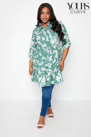 Yours Curve Green Shirt Liverpool Tunic Dress (N72686) | £29