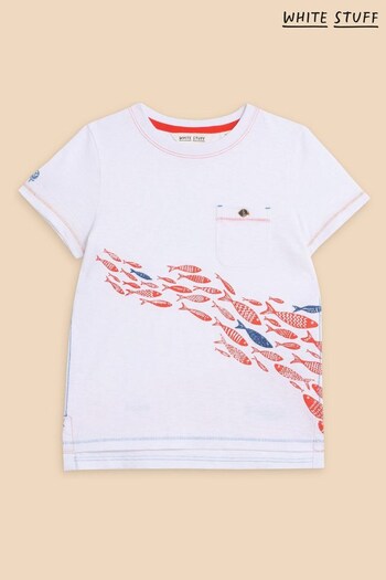 White Stuff Shoal Fish Graphic White T-Shirt (N72692) | £12