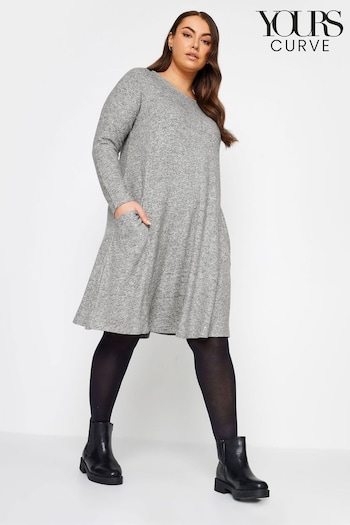 Yours Curve Grey Soft Touch Pocket Dress (N72703) | £31