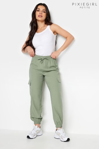 PixieGirl Petite Sage Green Cuffed Cargo Trousers (N72718) | £31
