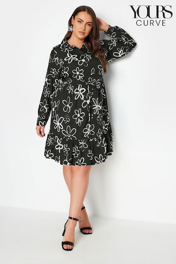 Yours Curve Black Shirt relaxed Tunic Dress (N72733) | £29