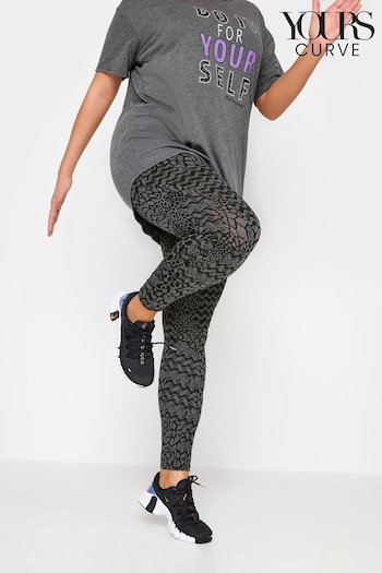 Yours Curve Grey Patchwork Active Leggings (N72753) | £24