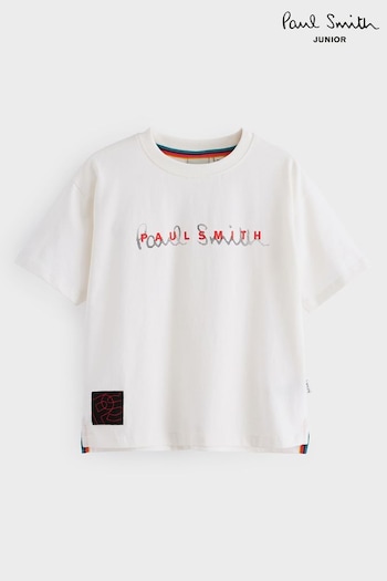 Paul Smith Junior Boys Oversized Short Sleeve Iconic Print 100% Cotton T-Shirt (N72770) | £38