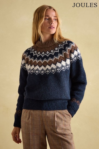 Joules Lowry Navy/Camel Fair Isle Jumper (N72793) | £0