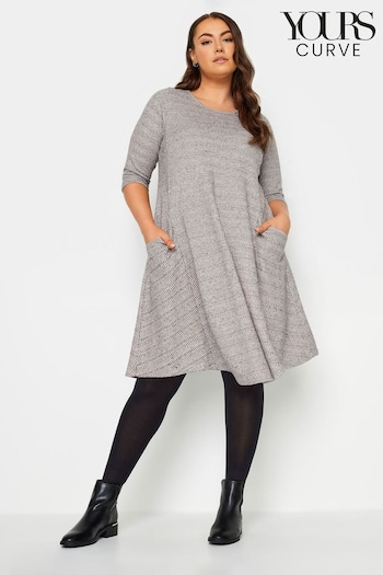 Yours Curve Grey Soft Touch Drape Pocket Dress (N72800) | £31