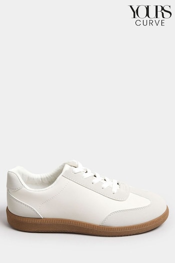 Yours Curve White Extra Wide Fit Retro Trainers Gum Sole (N72817) | £31