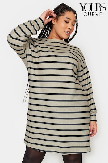 Yours Curve Cream Soft Touch Striped Jumper Dress Charlotte (N72824) | £31