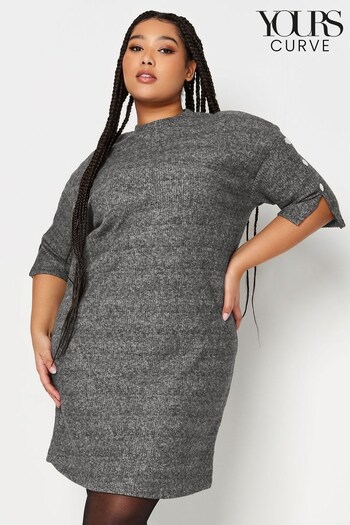 Yours Curve Grey Soft Touch Button Detailed Dress (N72837) | £34